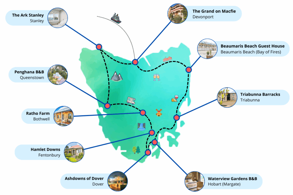 Tasmania's Best Bed and Breakfast Trail has quality member properties all around Tasmania